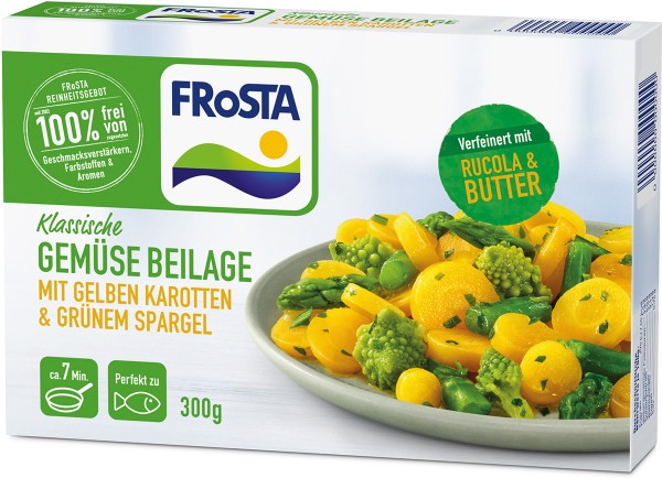 Gemüse Beilage mit gelben Karotten &amp; grünem Spargel 300g